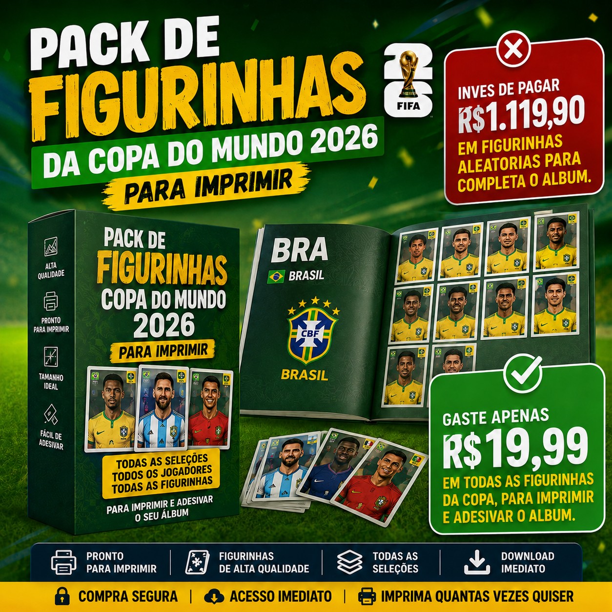 Pack de Figurinhas Copa do Mundo 2026